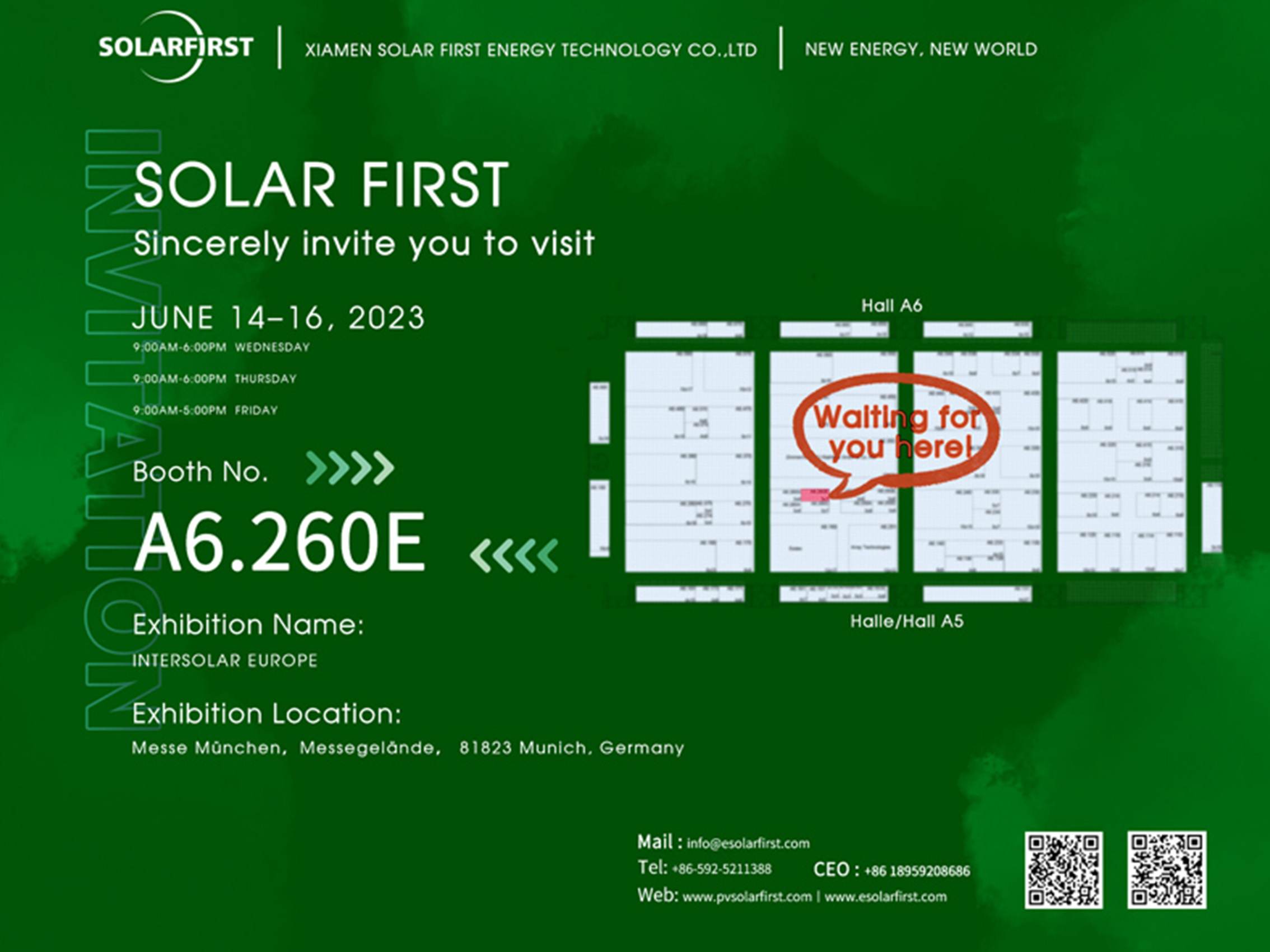 Einladung zur Ausstellung: Solar First erwartet Sie auf der Intersolar Europe 2023!